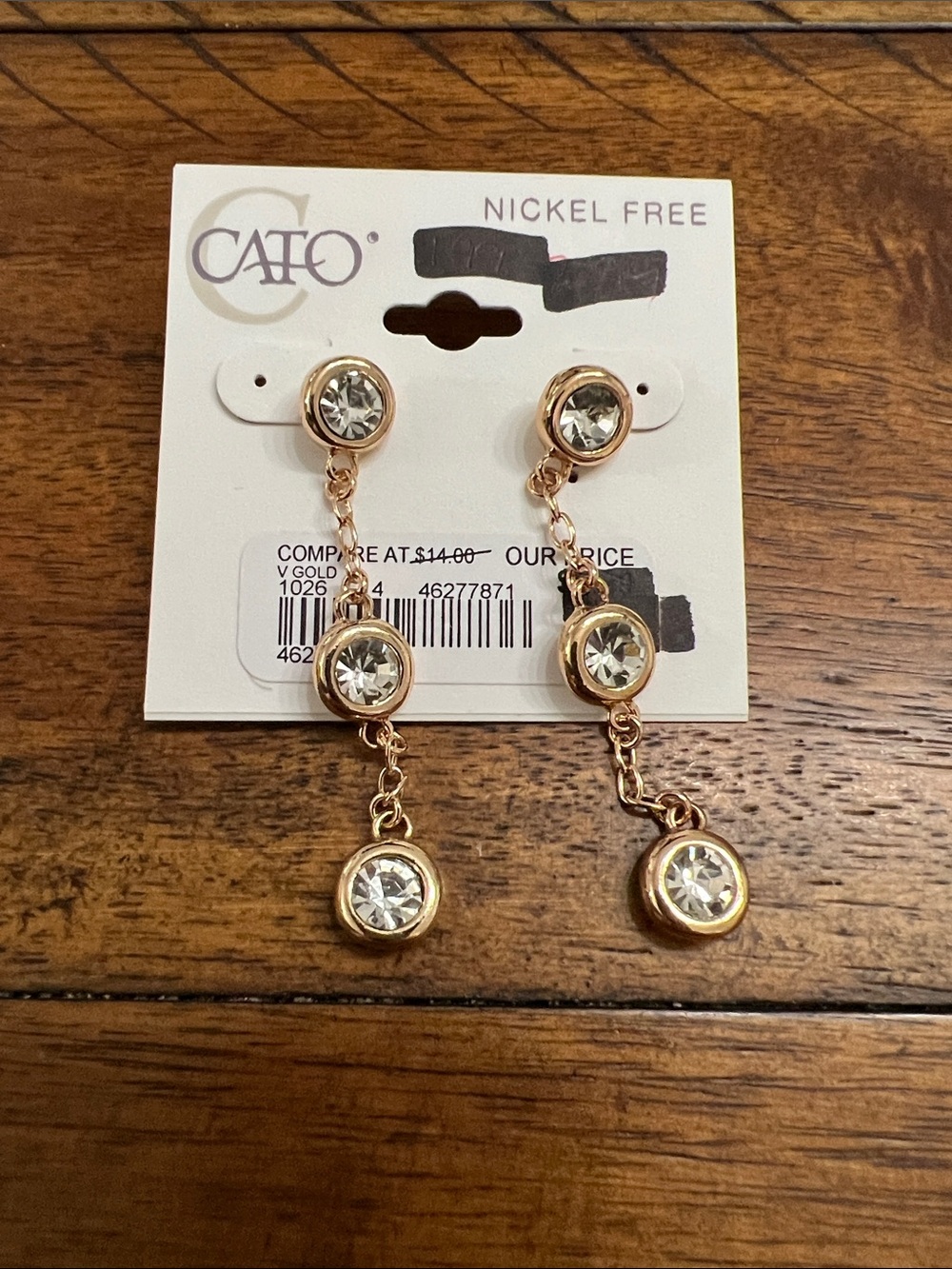 Cato Gold-tone Clear Crystal Drop Earrings